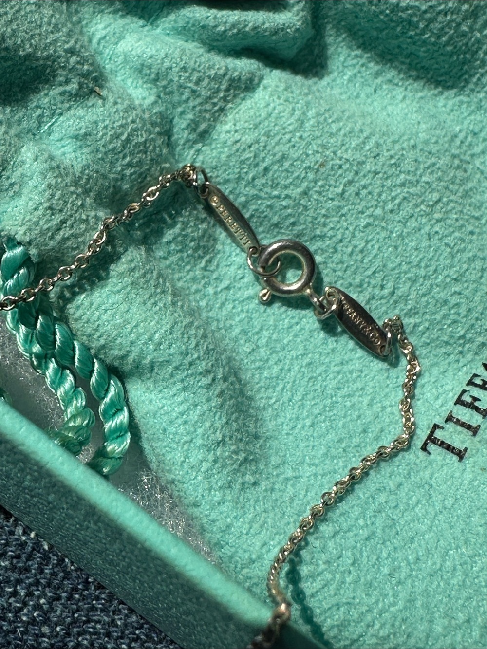 Tiffany & Co. Elsa Peretti Sterling Silver Bean Pendant Necklace - Turquoise - Picture 13 of 15